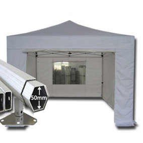 3m x 3m Extreme 50 Instant Shelter Pop Up Gazebos Frame, Canopy & Sides - White