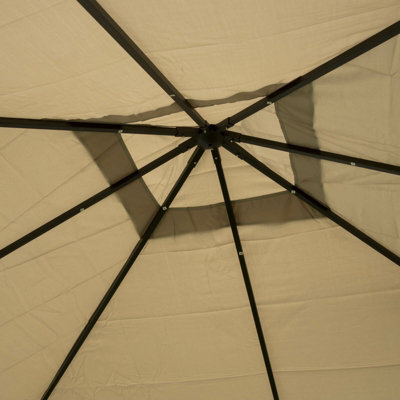3m x 3m Gazebo Marquee Heavy Duty Garden Tent Showerproof Full Side Curtains Ecru - 5