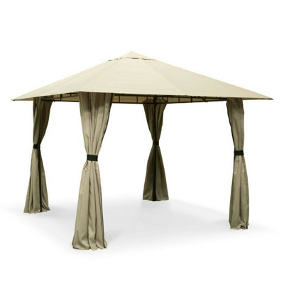 3m x 3m Gazebo Marquee Heavy Duty Garden Tent Showerproof Full Side Curtains Ecru - 8