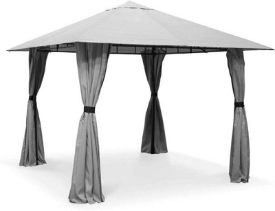 3m x 3m Gazebo Marquee Heavy Duty Garden Tent Showerproof Full Side Curtains Grey - 7