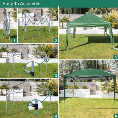 3m x 3m Green Pop-Up Gazebo With Sides - 3