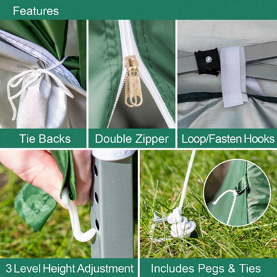 3m x 3m Green Pop-Up Gazebo With Sides - 4