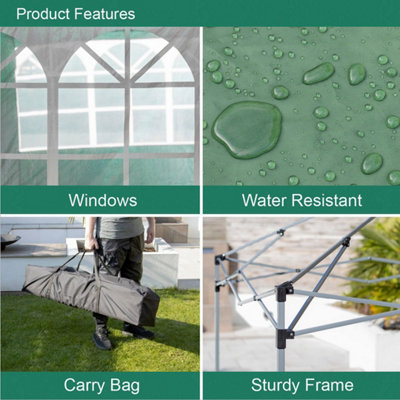 3m x 3m Green Pop-Up Gazebo With Sides - 5