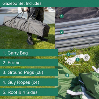 3m x 3m Green Pop-Up Gazebo With Sides - 8