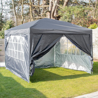 3m x 3m Grey Pop Up Gazebo With Sides DIY at B Q