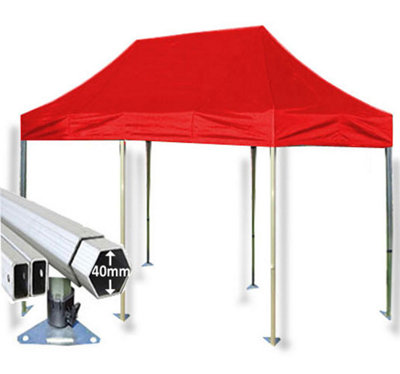 3m x 6m Extreme 40 Instant Shelter Pop Up Gazebos Frame & Canopy - Red