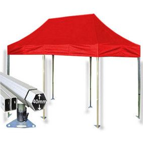 3m x 6m Extreme 40 Instant Shelter Pop Up Gazebos Frame & Canopy - Red