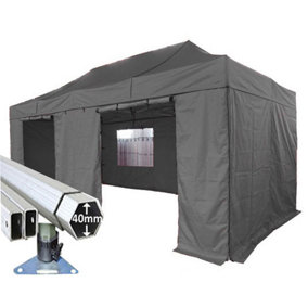 3m x 6m Extreme 40 Instant Shelter Pop Up Gazebos Frame, Canopy & Sides - Black