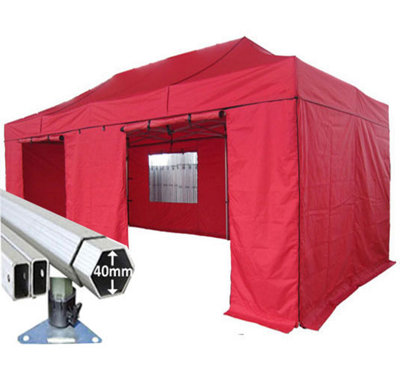 3m x 6m Extreme 40 Instant Shelter Pop Up Gazebos Frame, Canopy & Sides - Red