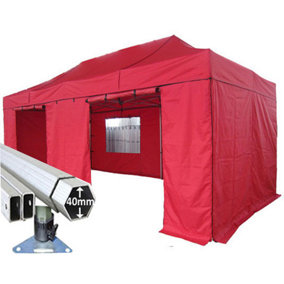 3m x 6m Extreme 40 Instant Shelter Pop Up Gazebos Frame, Canopy & Sides - Red