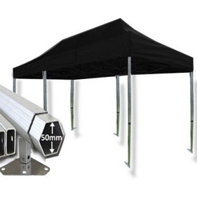 3m x 6m Extreme 50 Instant Shelter Pop Up Gazebos Frame & Canopy - Black