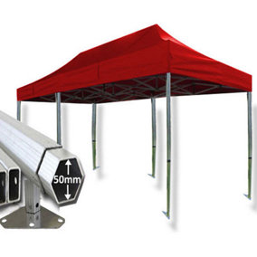 3m x 6m Extreme 50 Instant Shelter Pop Up Gazebos Frame & Canopy - Red