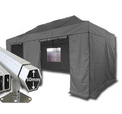3m x 6m Extreme 50 Instant Shelter Pop Up Gazebos Frame, Canopy & Sides - Black