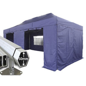 3m x 6m Extreme 50 Instant Shelter Pop Up Gazebos Frame, Canopy & Sides - Navy Blue