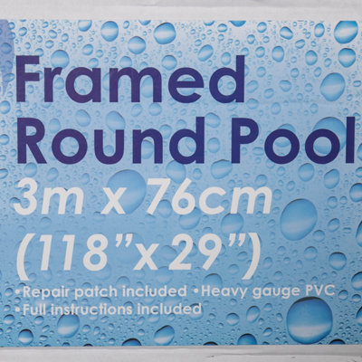 3m x 76cm Giant Round Framed Pool with 4200L Capacity and Filtration Pump