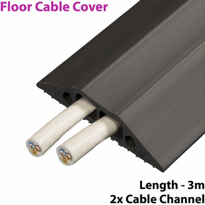 3m x 83mm Heavy Duty Rubber Floor Cable Cover Protector Twin Channel ...