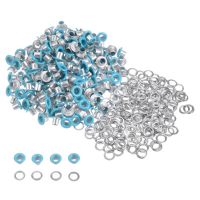 3mm Brass Eyelets with Washers, Rust-Proof Grommets, Baby Blue - 100pcs