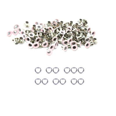 3mm Brass Eyelets with Washers, Rust-Proof Grommets, Baby Pink - 100pcs