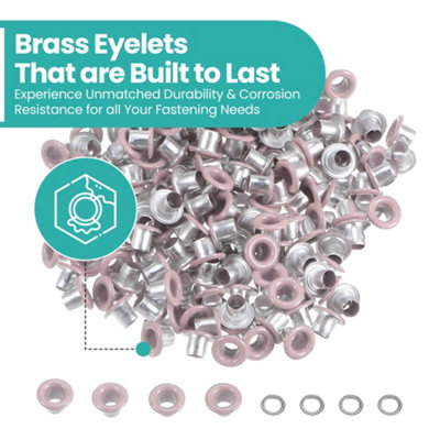 3mm Brass Eyelets with Washers, Rust-Proof Grommets, Baby Pink - 100pcs