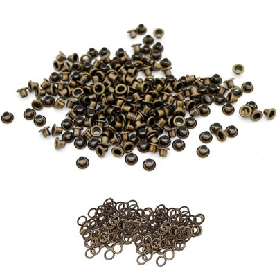 3mm Brass Eyelets with Washers, Rust-Proof Grommets, Bronze - 100pcs