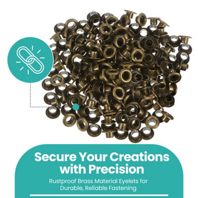 3mm Brass Eyelets with Washers, Rust-Proof Grommets, Bronze - 100pcs