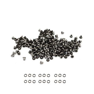 3mm Brass Eyelets with Washers, Rust-Proof Grommets, Gunmetal - 100pcs