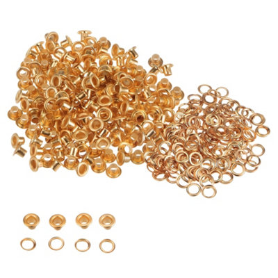 3mm Brass Eyelets with Washers, Rust-Proof Grommets, Rose Gold - 100pcs