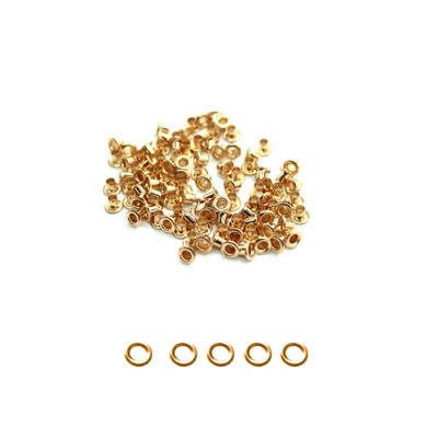 3mm Brass Eyelets with Washers, Rust-Proof Grommets, Rose Gold - 100pcs