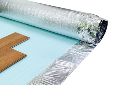3mm Silver Wood & Laminate Flooring Underlay (1m x 15m Roll) Foil Damp Proof Membrane Underlayment - 3