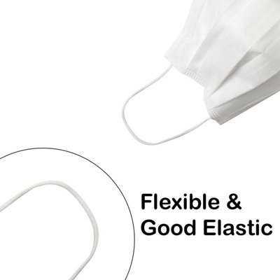 3mm Wide Soft Elastic Band, Thin Round Cord, Stretchy Elastic String, White - 25 metres