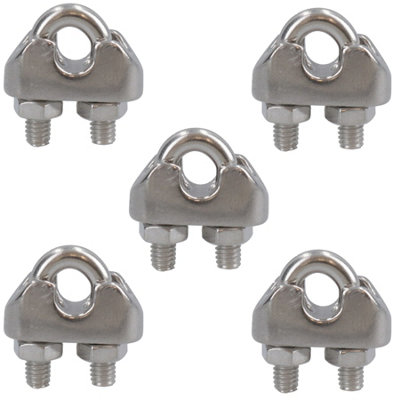 AB Tools Stainless Steel 316 Wire Rope Clamps - 8mm Marine Grade Cable Grips (Pack Of 2)