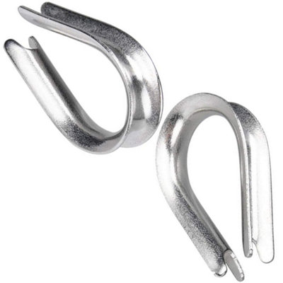 3mm Wire Rope Cable Thimble Wire Eye ( Pack of: 2 ) DIN 6899B Galvanised Steel Rigging for Wire Rope, Stainless Steel Rope