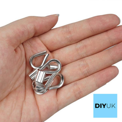 3mm Wire Rope Cable Thimble Wire Eye ( Pack of: 2 ) DIN 6899B Galvanised Steel Rigging for Wire Rope, Stainless Steel Rope