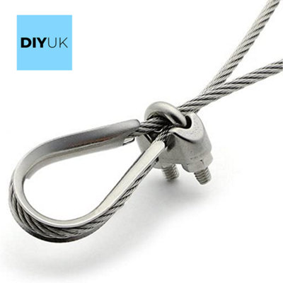 3mm Wire Rope Cable Thimble Wire Eye ( Pack of: 2 ) DIN 6899B Galvanised Steel Rigging for Wire Rope, Stainless Steel Rope