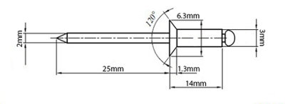 3mm x 14mm - Pack of 100 - ISO 15978 - Blind Pop Rivet Countersunk Head ...