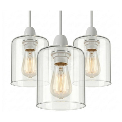 3Pack Small Clear Glass Lamp Shade 7.5cm x 12cm Mini Cylinder Pendant ...