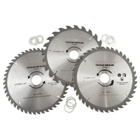 3pc 205mm TCT Circular Saw Blades 20/40/48 TPI & Adapter Rings Reducer