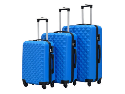 3pc ABS 4 Wheel Diamond Luggage Set - Blue