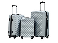 3pc ABS 4 Wheel Diamond Luggage Set - Grey
