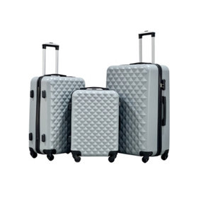 3pc ABS 4 Wheel Diamond Luggage Set - Grey