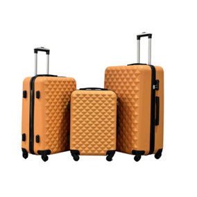 3pc ABS 4 Wheel Diamond Luggage Set - Orange