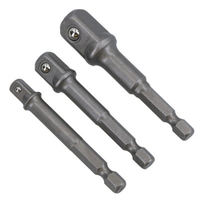 3pc Allen Hex Socket Driver Set 1/4" 3/8" 1/2" Power Shank Adaptor Adapter