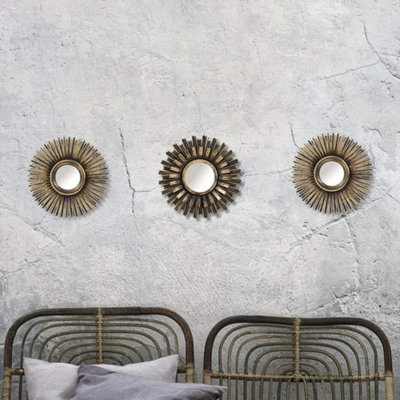 3pc Bronze Effect Sunburst Mirror Set