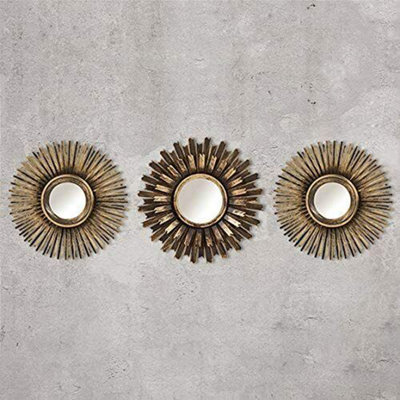 3pc Bronze Effect Sunburst Mirror Set