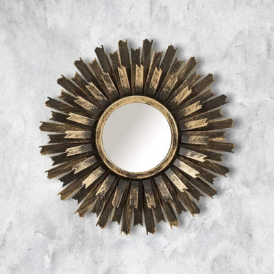 3pc Bronze Effect Sunburst Mirror Set - 3
