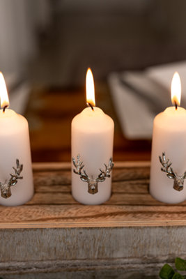3pc Christmas Stag Candle Pins - 3