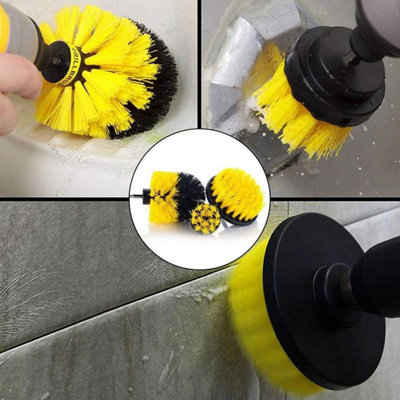 3Pcs Eletric Drill Brush Tile Grout Power Scrubber Cleaning Tub Cleaner  Combo Tool For Power Tools