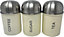 3pc Cream Canister Set Coffee Tea Sugar Jar Lid Canisters Storage Kitchen