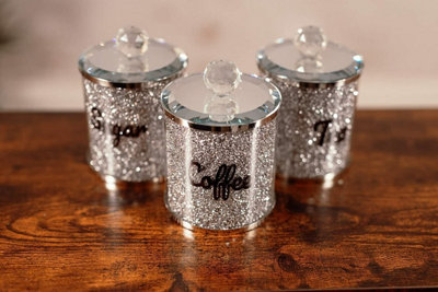 3pc Crushed Diamond Kitchen Cannisters Set