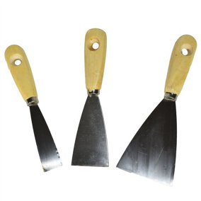 3pc Decorating Wallpaper Scrapers Strippers Set Stainless Steel Blades 25 - 75mm